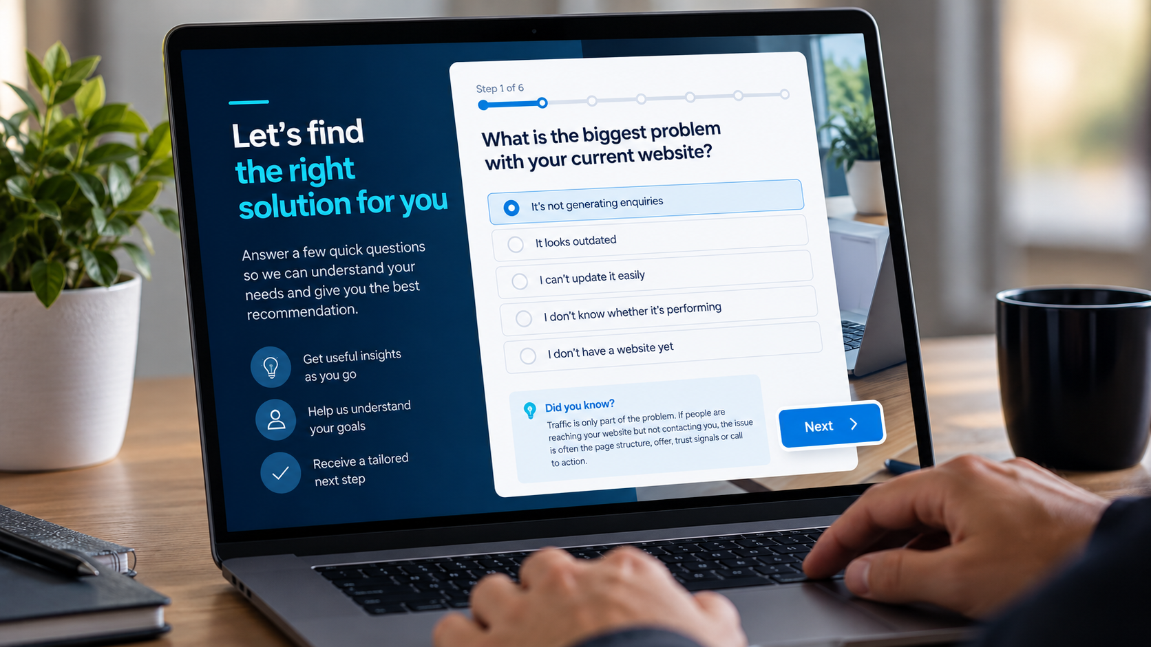 Website contact form designed around progressive qualification and user engagement